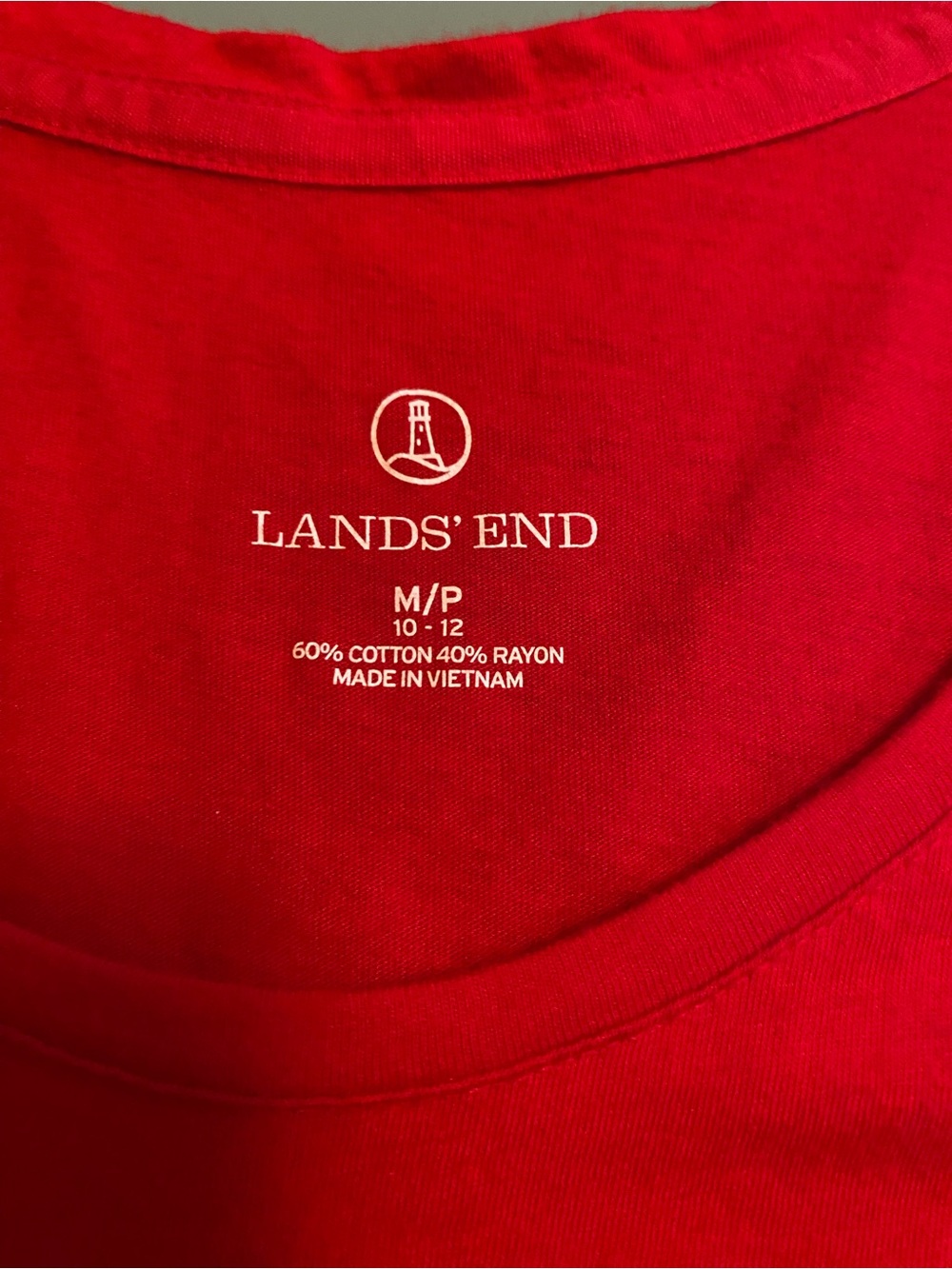 Lands' End Women's Scoop Neck Short Sleeve Top in Red size 10-12 - Picture 3 of 6